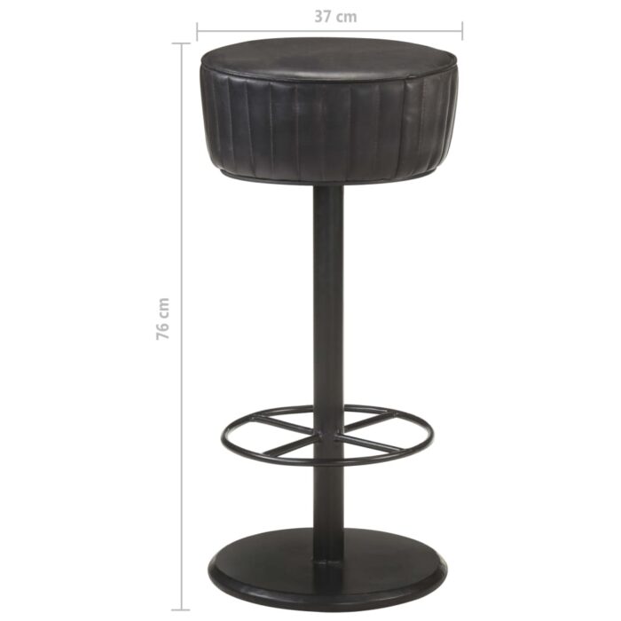 Tabouret de bar Noir Cuir véritable – Image 4