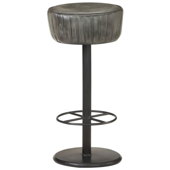 Tabouret de bar Gris Cuir véritable – Image 1