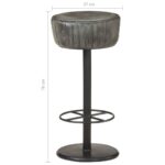 Tabouret de bar Gris Cuir véritable – Image 4