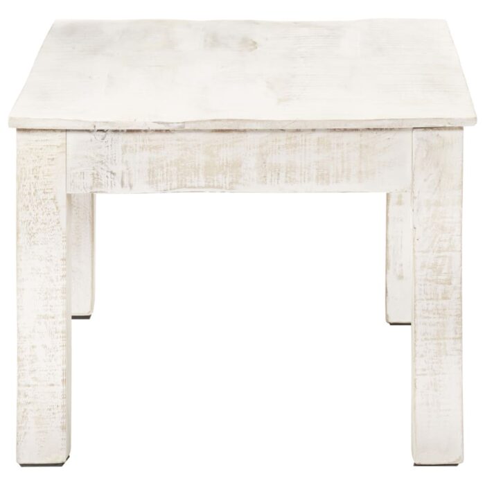 Table basse Blanc 110x60x45 cm Bois de manguier massif – Image 2