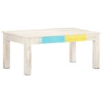Table basse Blanc 110x60x45 cm Bois de manguier massif – Image 6