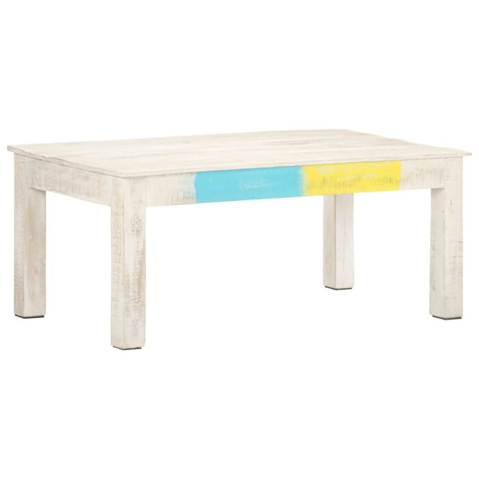 Table basse Blanc 110x60x45 cm Bois de manguier massif – Image 6