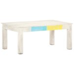 Table basse Blanc 110x60x45 cm Bois de manguier massif – Image 8