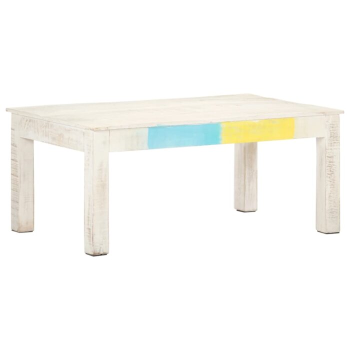 Table basse Blanc 110x60x45 cm Bois de manguier massif – Image 8