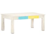 Table basse Blanc 110x60x45 cm Bois de manguier massif – Image 9