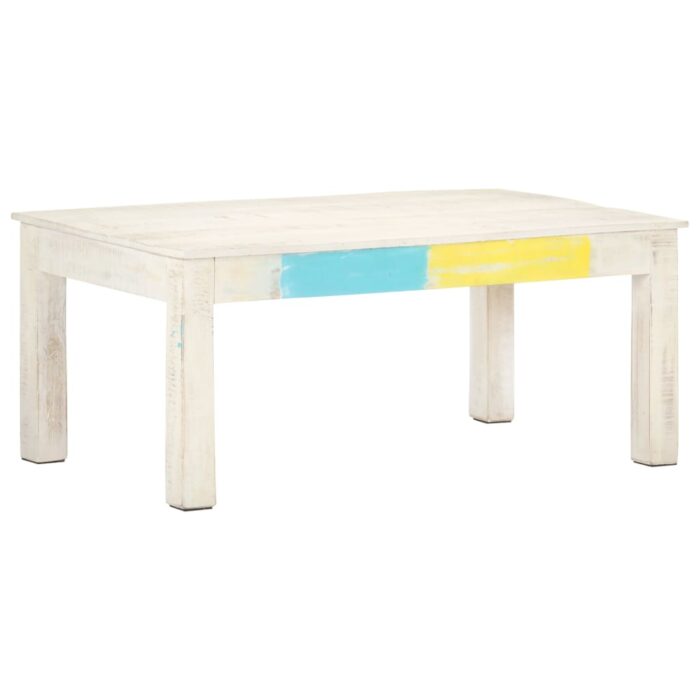 Table basse Blanc 110x60x45 cm Bois de manguier massif – Image 9