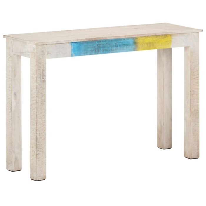 Table console Blanc 115x35x77 cm Bois de manguier brut – Image 1