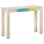 Table console Blanc 115x35x77 cm Bois de manguier brut – Image 5