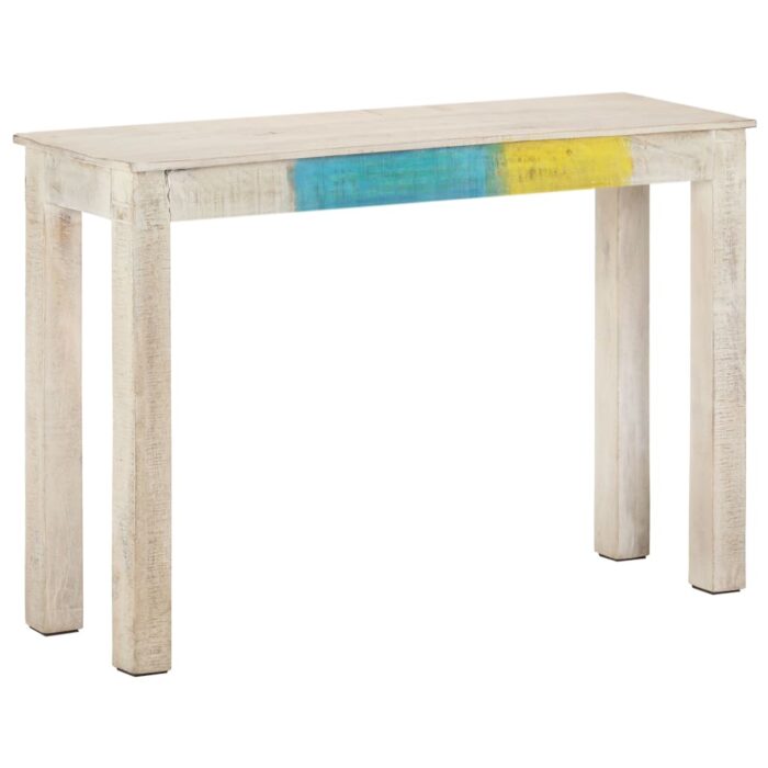 Table console Blanc 115x35x77 cm Bois de manguier brut – Image 5