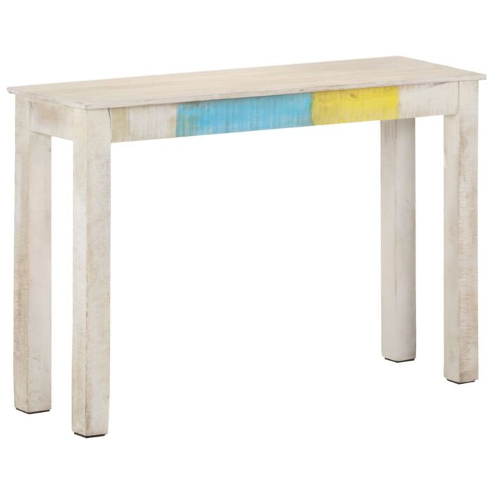 Table console Blanc 115x35x77 cm Bois de manguier brut – Image 6