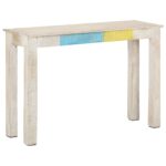 Table console Blanc 115x35x77 cm Bois de manguier brut – Image 7