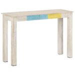 Table console Blanc 115x35x77 cm Bois de manguier brut – Image 8