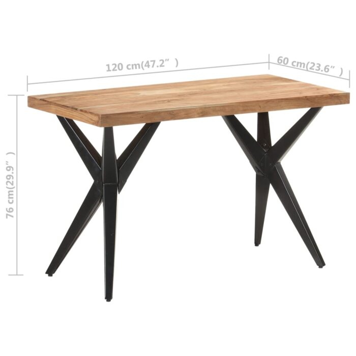 Table de salle à manger 120x60x76 cm Bois solide d'acacia – Image 5