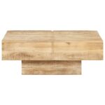 Table basse 80x80x28 cm Bois de manguier massif – Image 2