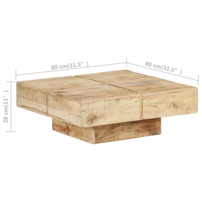 Table basse 80x80x28 cm Bois de manguier massif – Image 5