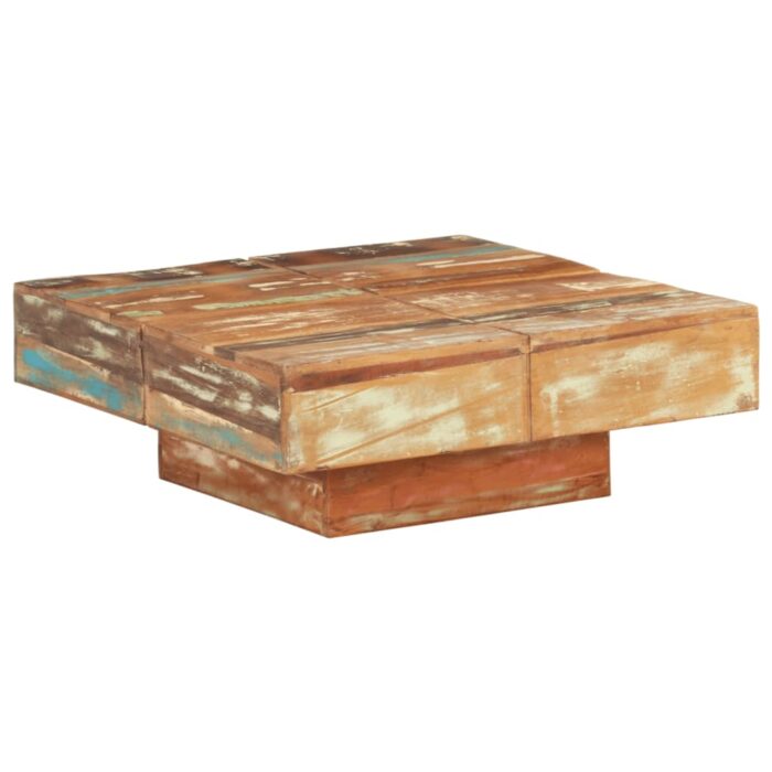 Table basse 80x80x28 cm Bois de récupération massif – Image 1