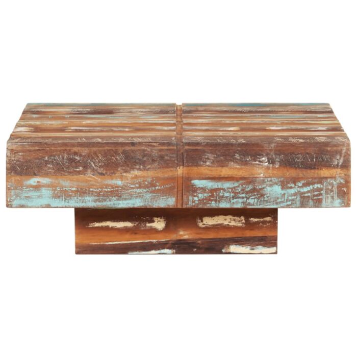 Table basse 80x80x28 cm Bois de récupération massif – Image 2
