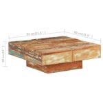 Table basse 80x80x28 cm Bois de récupération massif – Image 5
