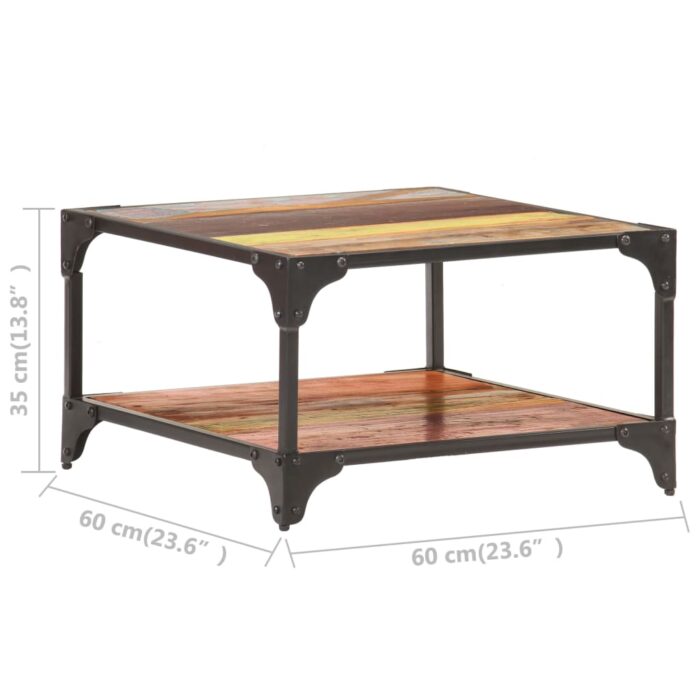 Table basse 60x60x35 cm Bois de récupération massif – Image 4