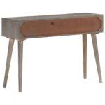 Table console Gris 110x35x75 cm Bois de manguier massif brut – Image 3