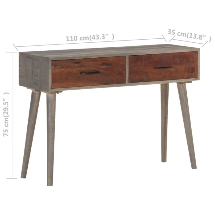 Table console Gris 110x35x75 cm Bois de manguier massif brut – Image 5