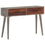 Table console Gris 110x35x75 cm Bois de manguier massif brut – Image 9