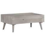 Table basse Gris 100x60x40 cm Bois massif de manguier brut – Image 3