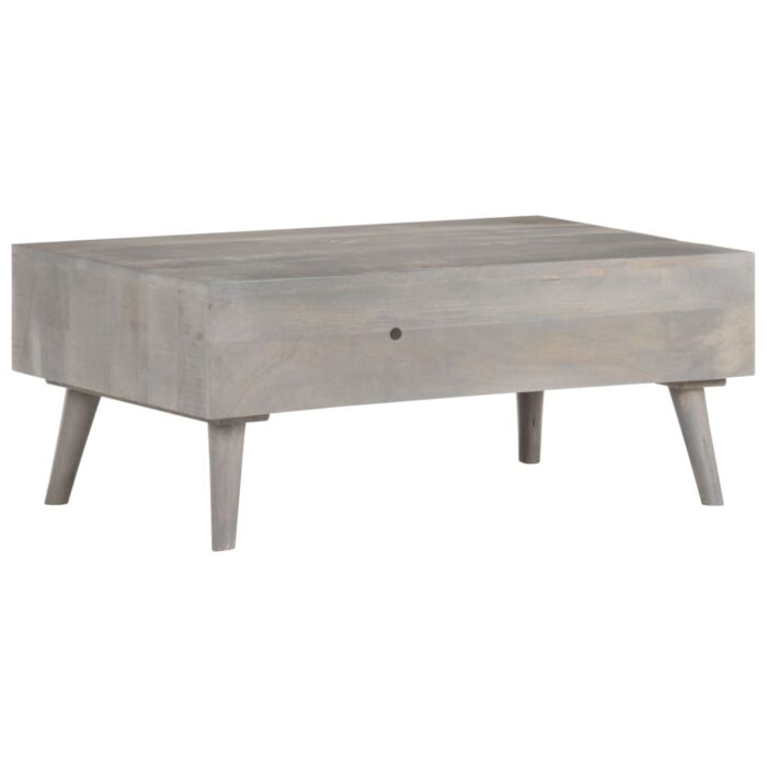 Table basse Gris 100x60x40 cm Bois massif de manguier brut – Image 3