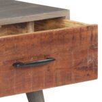 Table basse Gris 100x60x40 cm Bois massif de manguier brut – Image 4