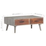Table basse Gris 100x60x40 cm Bois massif de manguier brut – Image 5