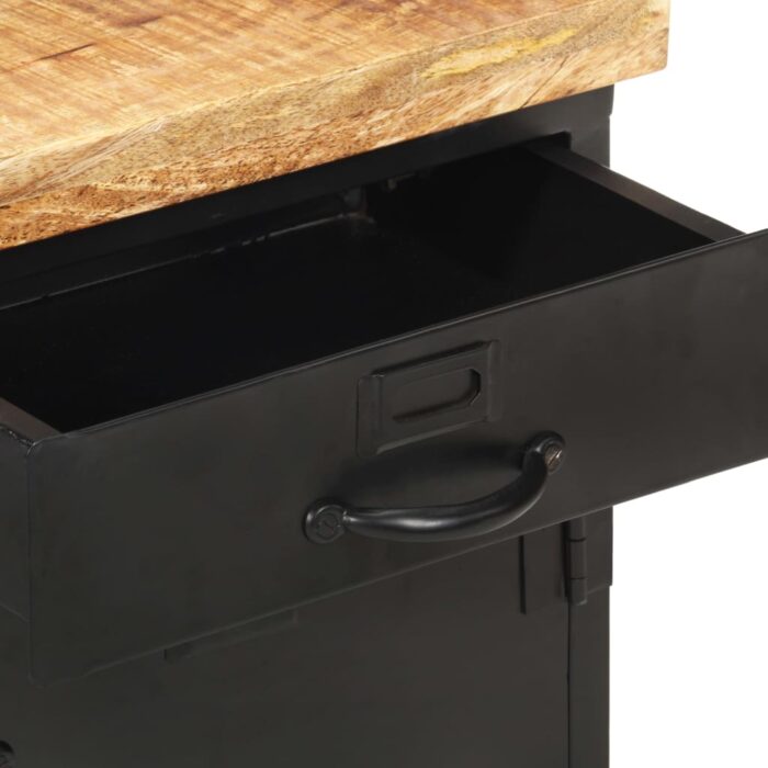 Table de chevet 40x30x52 cm Bois de manguier brut – Image 6