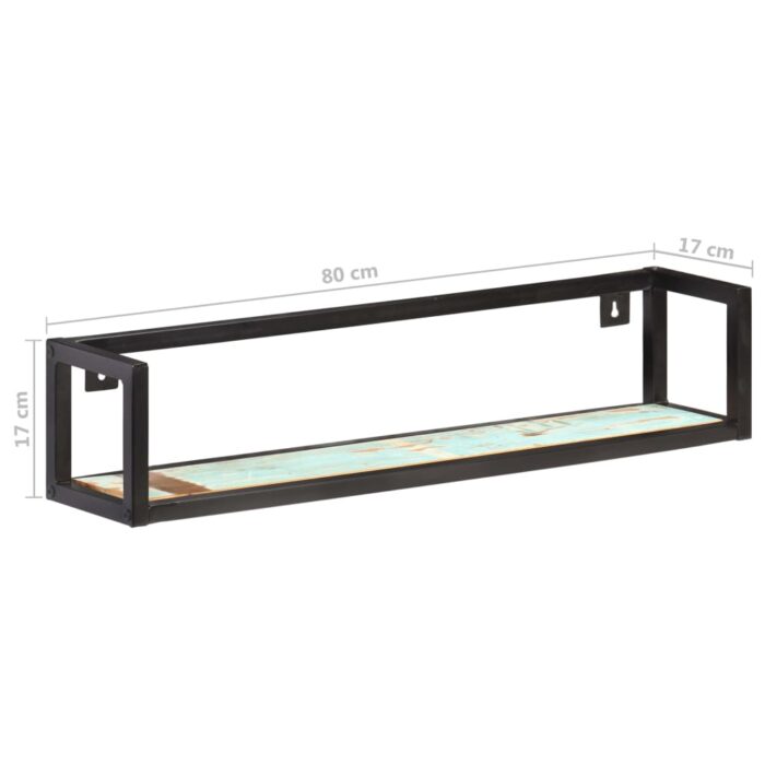 Étagères murales 2 pcs 80 cm Bois de récupération massif – Image 6