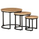Tables d'appoint 3 pcs Bois de manguier brut – Image 10