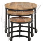 Tables d'appoint 3 pcs Bois de manguier brut – Image 7