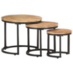 Tables d'appoint 3 pcs Bois de manguier brut – Image 8