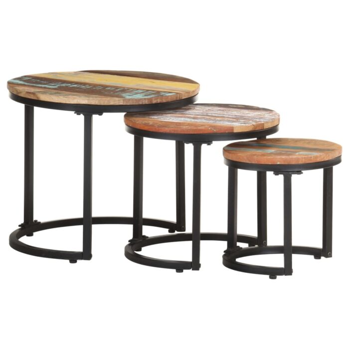 Tables d'appoint 3 pcs Bois de récupération massif – Image 1
