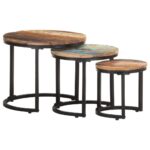 Tables d'appoint 3 pcs Bois de récupération massif – Image 10