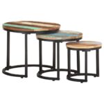 Tables d'appoint 3 pcs Bois de récupération massif – Image 11