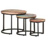 Tables d'appoint 3 pcs Bois de récupération massif – Image 8