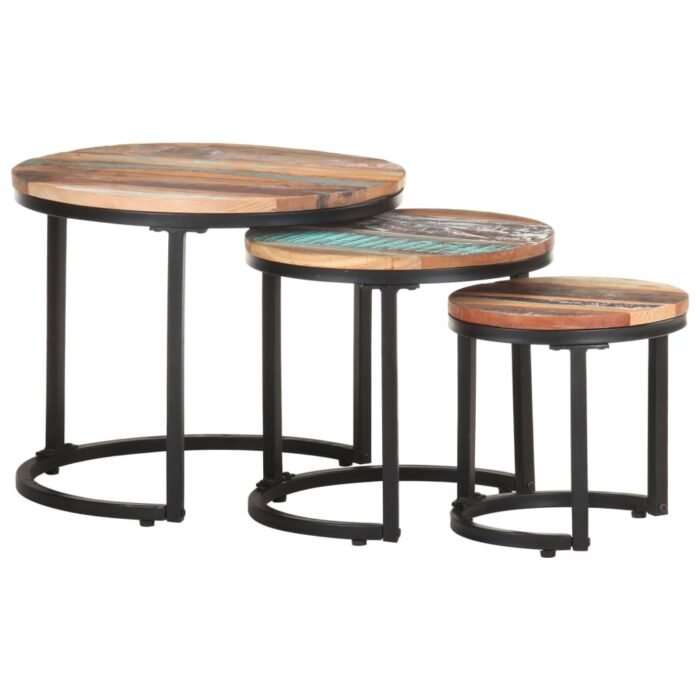 Tables d'appoint 3 pcs Bois de récupération massif – Image 8