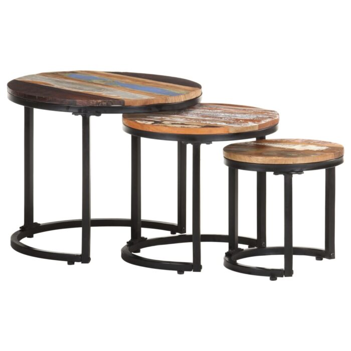 Tables d'appoint 3 pcs Bois de récupération massif – Image 9