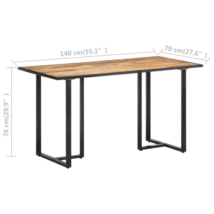 Table de salle à manger 140 cm Bois de manguier brut – Image 5
