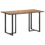 Table de salle à manger 140 cm Bois de manguier brut – Image 8
