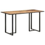 Table de salle à manger 140 cm Bois de manguier brut – Image 9