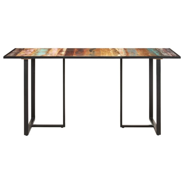 Table de salle à manger 160 cm Bois de récupération massif – Image 2