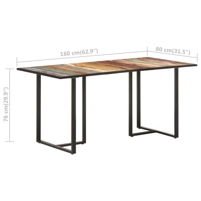 Table de salle à manger 160 cm Bois de récupération massif – Image 6