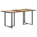 Table de salle à manger 160 cm Bois de récupération massif – Image 7