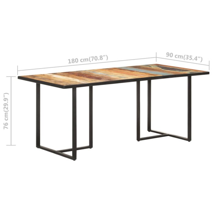 Table de salle à manger 180 cm Bois de récupération massif – Image 6