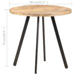 Table de salle à manger 80 cm Bois de manguier brut – Image 3
