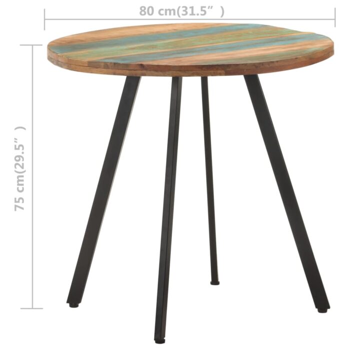 Table de salle à manger 80 cm Bois de récupération massif – Image 3